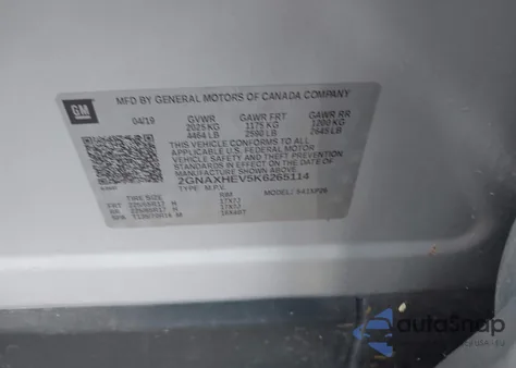 2019 Chevrolet Equinox Ls из США, поврежденный, VIN 2GNAXHEV5K6265114